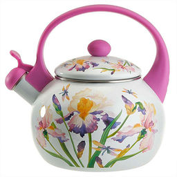 EM-1323 Чайник эмалированный со свистком 2,5 л,"Ирисы"(6)
