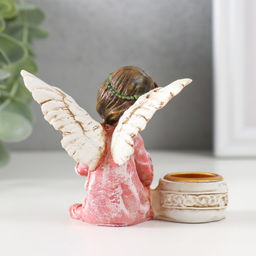 Подсвечник на 1 свечу «Ангел в платье с венком», полистоун, d=2.2 см, 7.2×8.7×5.5 см, МИКС