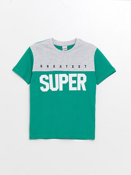 Bisiklet Yaka Bask?l? K?sa Kollu Erkek ?ocuk Ti??rt