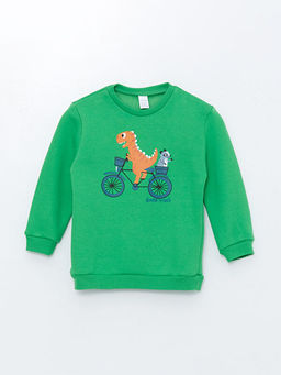 Bisiklet Yaka Uzun Kollu Bask?l? Erkek Bebek Sweatshirt 2li