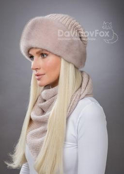 Комплект Ника норка трикотаж кизил косынка