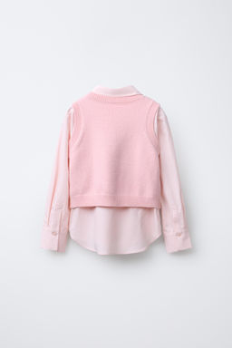 POPLIN SHIRT WITH RHINESTONE WAISTCOAT - Zara фото 2