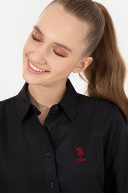 Женская черная рубашка с длинным рукавом Basic - U.s. polo assn фото 2