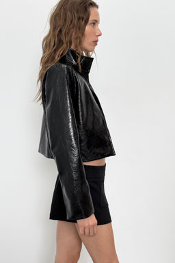 CHAQUETA CORTA EFECTO PIEL / Negro - Zara фото 8
