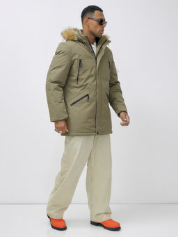 Парка мужская зимняя удлиненная с мехом бежевого цвета 606_1B - Wonderrman фото 5