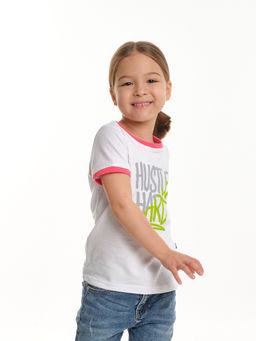 Футболка для девочки	 UD 3329 белый/коралловый - Mini maxi фото 2