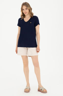 Женская темно-синяя базовая футболка - U.s. polo assn фото 4