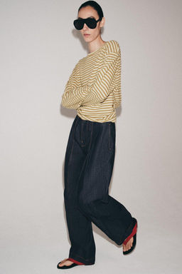 CAMISETA ALGOD?N Y LINO RAYAS / Rosa pastel - Zara фото 13