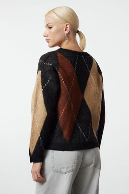 Siyah Renk Bloklu Yumusak Dokulu Triko Kazak TWOAW25KZ00263 - Trendyolmilla фото 5