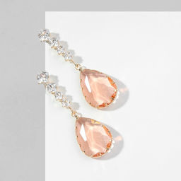 Серьги со стразами Эдем капля, цвет золотисто-белый в золоте