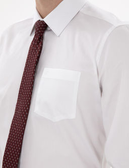 Beyaz Regular Fit Uzun Kollu Cepli Klasik G_mlek