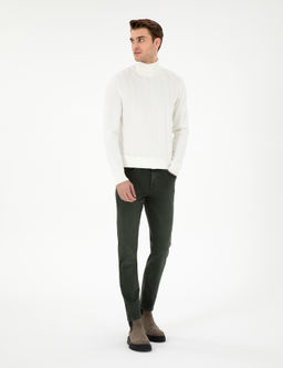 Ekru Slim Fit Bal_k__ Yaka Triko Kazak