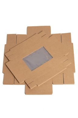 Коробка крафтовая с окошком 30*23*9 см (12 шт) SF-7168, натуральный - No name фото 2