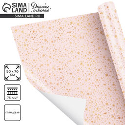 Цена за 10 шт. Бумага упаковочная глянцевая «Звёзды», 70×100 см