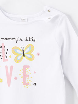 Bisiklet Yaka Uzun Kollu Bask?l? K?z Bebek Tulum - Waikiki фото 3