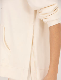 Ekru Comfort Fit Kap__onlu Sweatshirt
