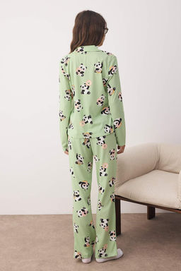 Yesil-Cok Renkli Panda Desenli Orme Pijama Tak?m? THMAW26PT00049 - Trendyolmilla фото 8