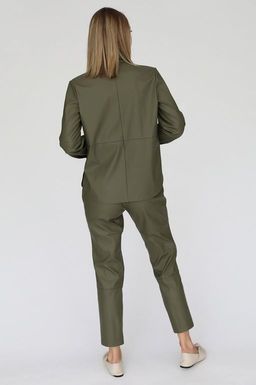 Брюки из искусственной кожи с высокой посадкой - Looklikecat фото 5