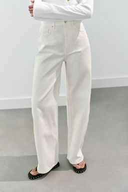 JEANS TRF EXTRA WIDE LEG TIRO ALTO / Blanco roto