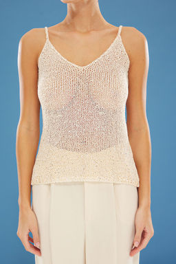 Limited Edition Alt?n Crop Payetli Metalik Iplikli Bluz TWOSS25BZ00321 - Trendyolmilla фото 6