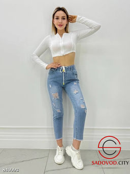 Джинсы на резинке с высокой посадкой - Bruno фото 4