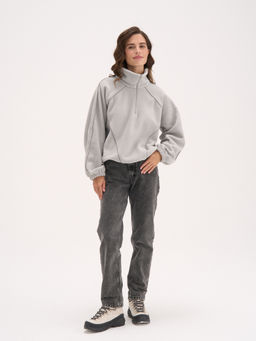 Олимпийка с контрастными окантовками и утяжкой "Серая" женская