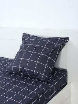 Постельное бельё 2-спальное «Экономь и Я. Клетка», 100% хлопок, бязь 125 г/м², чёрное