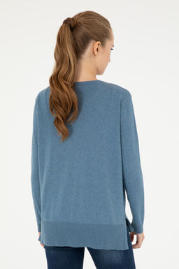 Свитер женский U.S. Polo Assn с круглым вырезом синий хлопок  фото 5