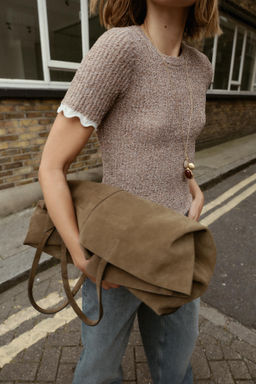 CONTRAST CUT KNIT T-SHIRT - Zara фото 4