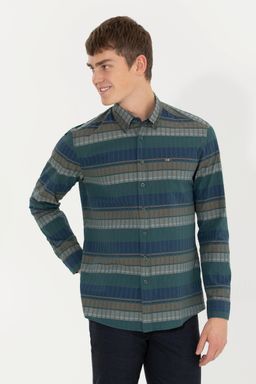 U. S. Polo Assn / Мужская зеленая рубашка с длинным рукавом - U.s. polo assn фото 3