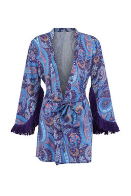 Cicek Desenli Mini Dokuma %100 Pamuklu Plaj Kimono&Kaftan TBESS23KM00004 - Trendyolmilla фото 9