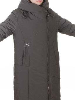 M-9102 GRAY/GREEN Пальто зимнее женское (верблюжья шерсть, 120 гр. холлофайбер)