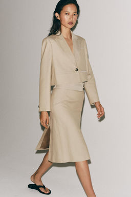 BLAZER CROPPED RAYAS ZW COLLECTION / Beige - Zara фото 4