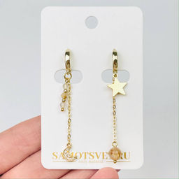 Серьги на цепочке из камня Рутиловый кварц "Волосатик"