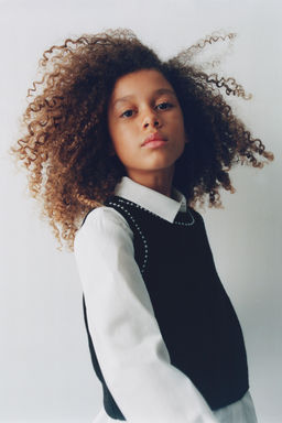 PLAIN SHIRT WITH KNIT WAISTCOAT AND FAUX PEARLS - Zara фото 6