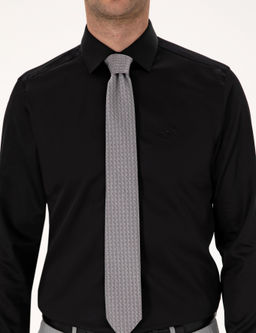 Siyah Slim Fit Uzun Kollu Basic G_mlek