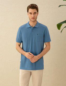 Koyu Mavi Regular Fit Basic Ti__rt