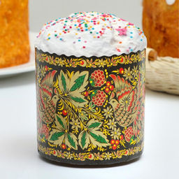 Цена за 2000 шт. Форма для выпечки кулича бумажная Деко-про «Хохлома», одноразовая, 9×9 см, МИКС