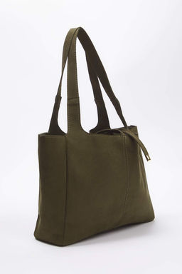 Haki Suet Baglama Detayl? Midi Kad?n Tote Omuz Canta TAKAW26OC00025 - Trendyolmilla фото 4