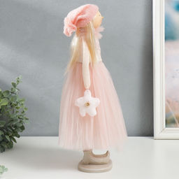 Интерьерная кукла текстильная Малышка в розовом, с цветком, с длинными волосами, 41.5?14.5?16 см - Simaland фото 4