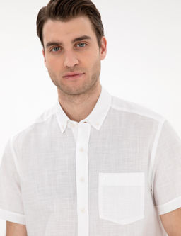 Beyaz Keten G_r_n_ml_ Regular Fit K_sa Kollu G_mlek - Pierre cardin фото 2