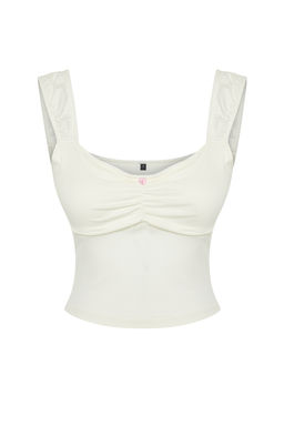 Ekru Carmen Yaka Fitted/Vucuda Oturan Dusuk Kol Buzgu/Drape Detayl? Orme Bluz TWOSS24BZ00500 - Trendyolmilla фото 7