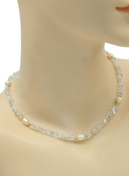 Чокер из циркона с жемчугом цв.хрусталь, 41см