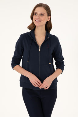 Женская темно-синяя толстовка с капюшоном Неожиданная скидка в корзине