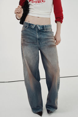 JEANS CINTURA DOBLADA TRF TIRO MEDIO / Azul / Gris - Zara фото 2