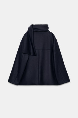 SHORT WOOL COAT WITH SCARF - Zara фото 7