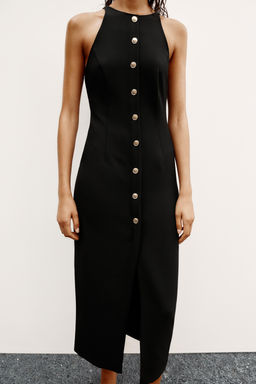 GOLD BUTTON CREPE MIDI DRESS - Zara фото 10