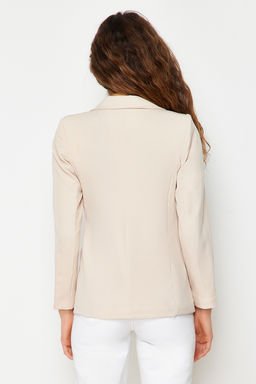 TRENDYOLMILLA Bej Regular Astarl? Kruvaze Kapama Dokuma Blazer Ceket TWOSS21CE0107  фото 19