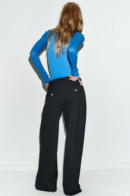 WIDE-LEG PINSTRIPE TROUSERS WITH DARTS - Zara фото 15