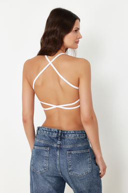 Trendyolmilla Siyah-Beyaz 2li Seamless/Dikisiz Ip Ask?l? Balensiz Kaps?z Bralette Orme Sutyen THMSS24SU00062 фото 17